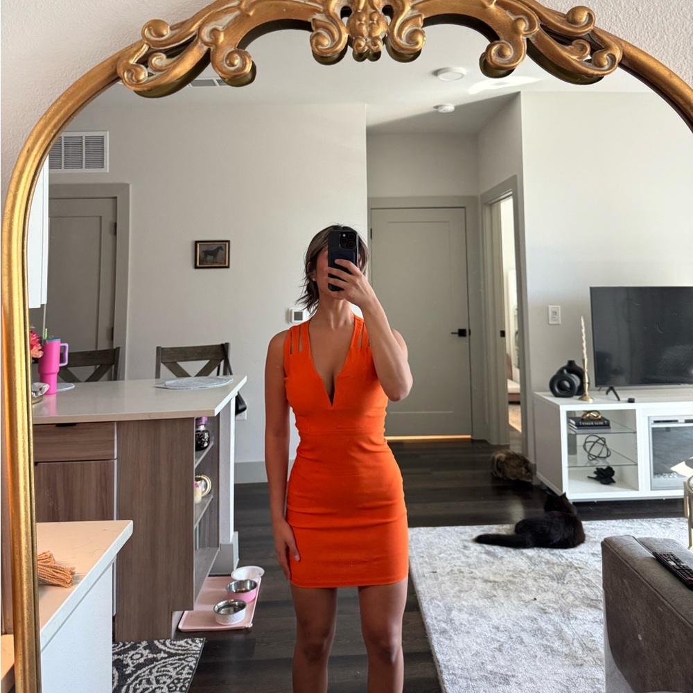 Orange Sleeveless Bodycon Dress